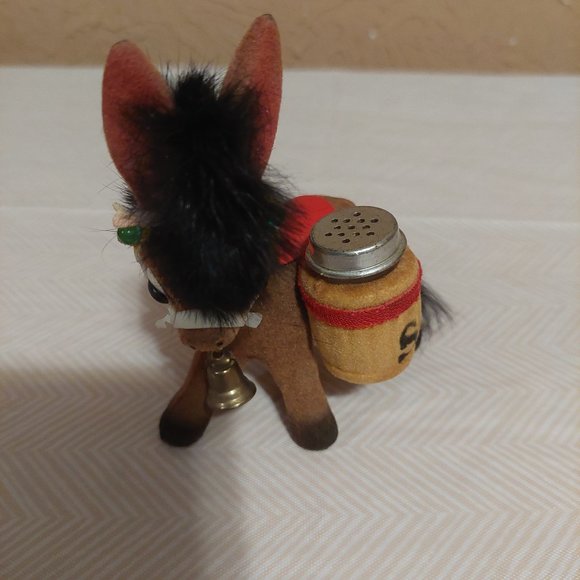 Flocked Donkeys S&P Shakers & Toothpick Holder - Picture 1 of 4